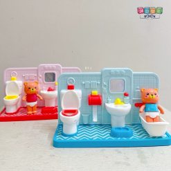 Đồ chơi Gấu nhỏ tập đi vệ sinh - Mô hình phòng tắm mini